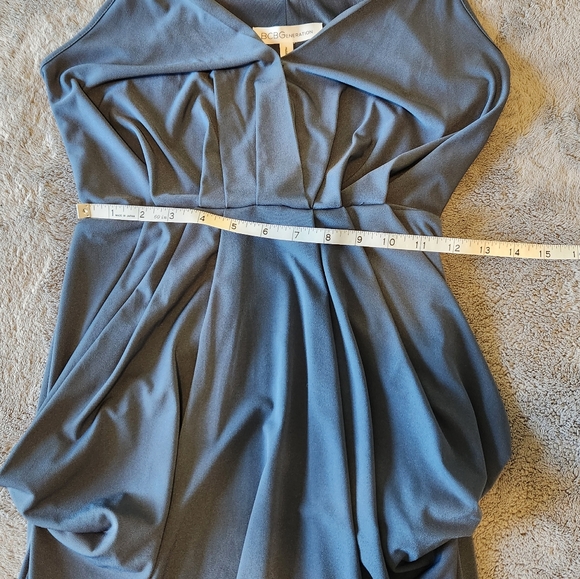 BCBGeneration Della Ash Blue Drape Midi Dress Size Small NWT - Picture 5 of 8